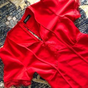 Lace red skater dress